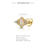 S925 Sterling Silver Heart-Shaped Stud Earrings with Marquise-Cut Zirconia and Flat-Back Threaded Posts