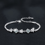 S925 Sterling Silver & Moissanite Five-Leaf Clover Bracelet