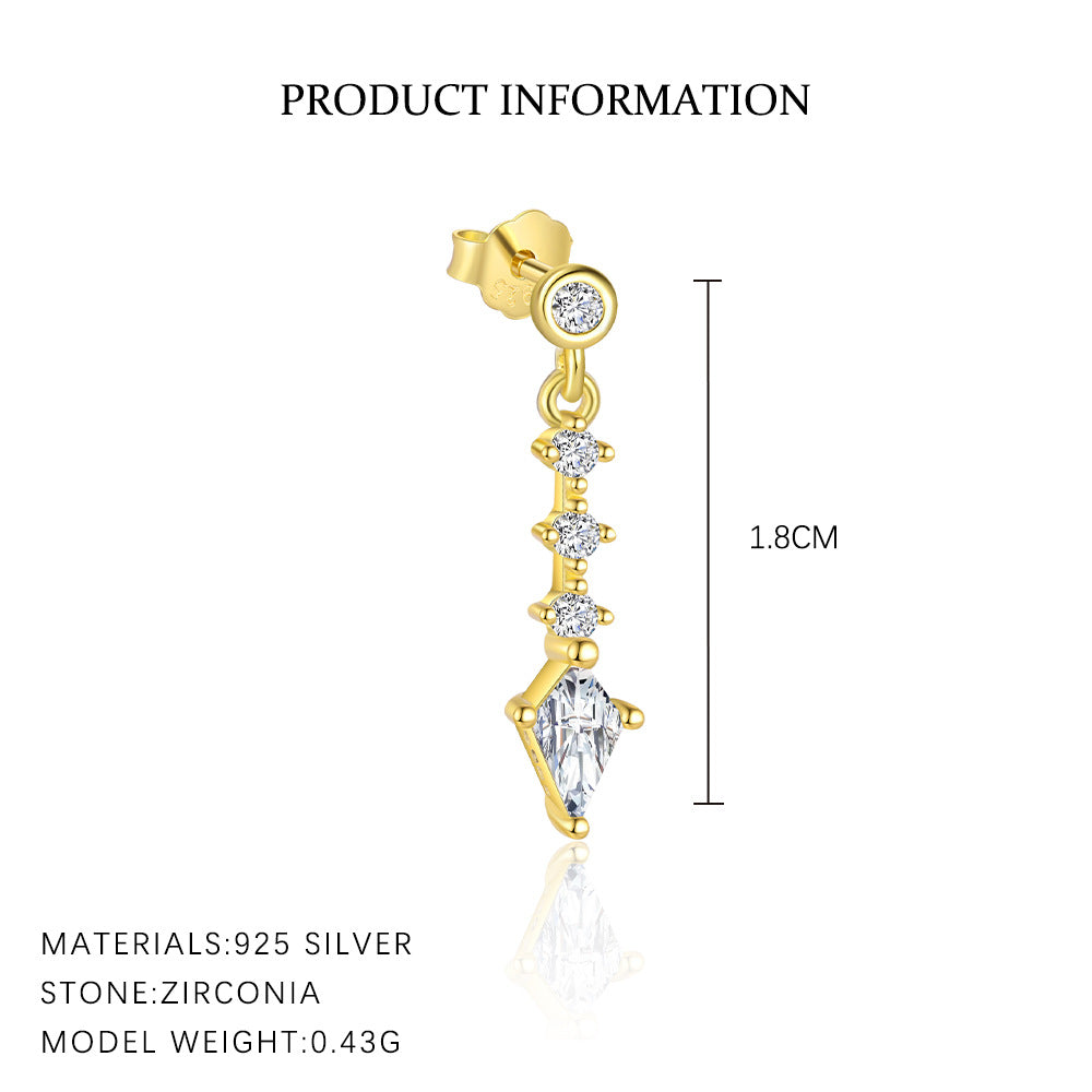 S925 Sterling Silver Tassel and Zircon Stud Earrings(Single unit)