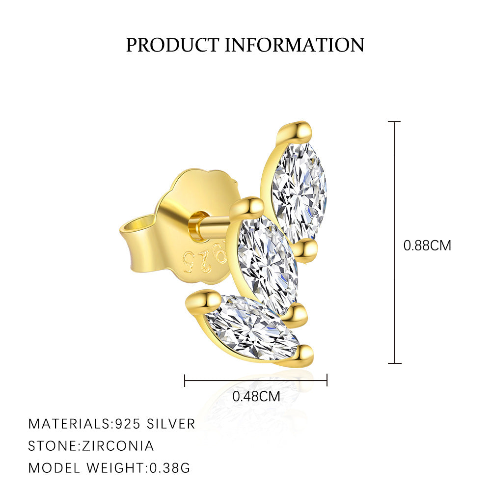 S925 Sterling Silver Zircon Stud Earrings(Single unit)