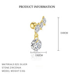 S925 Sterling Silver Zircon Round-Stud Earrings(Single unit)