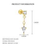 S925 sterling silver stud earrings with cubic zirconia(Single unit)