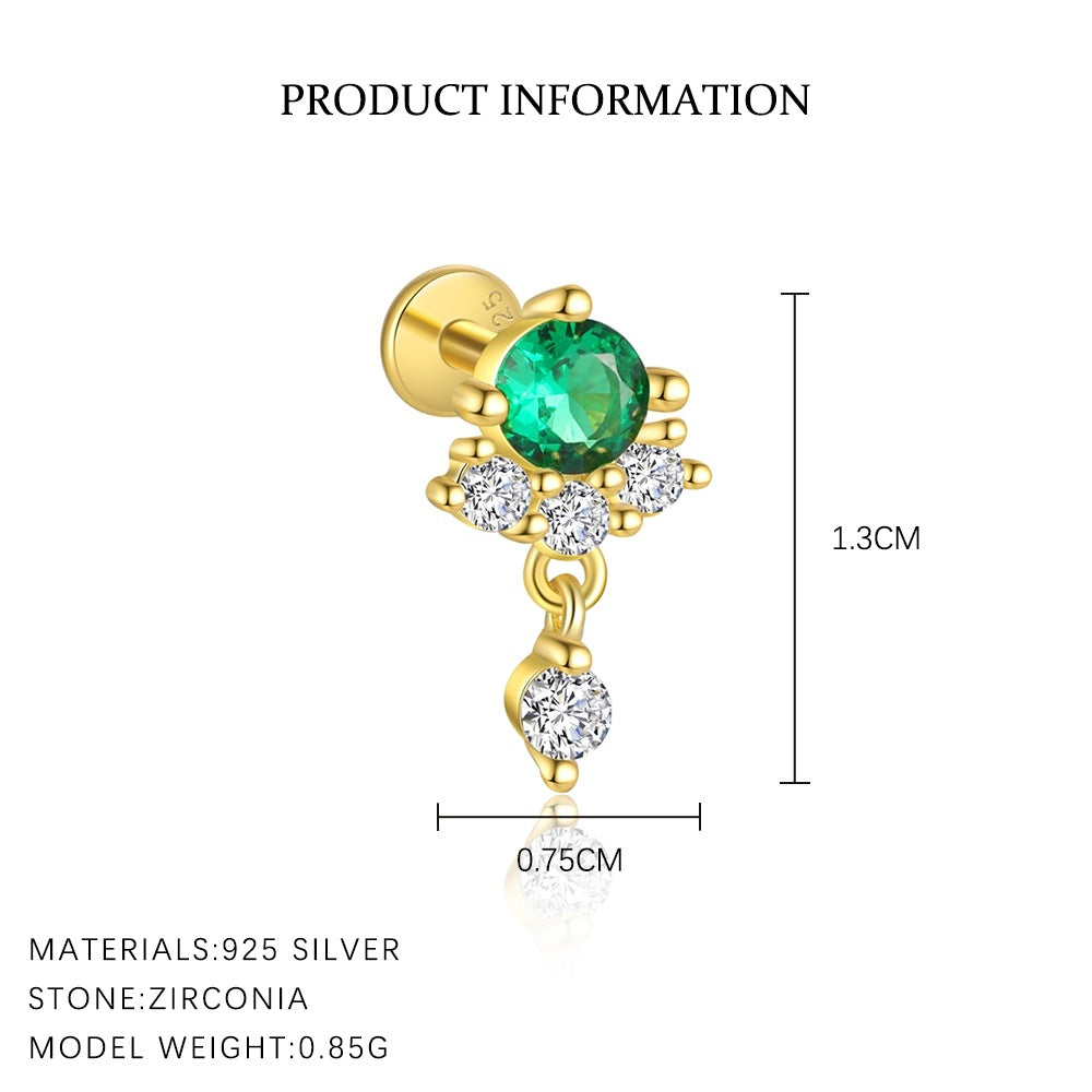 S925 Sterling Silver Zircon Stud Earrings(Single unit)