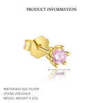 S925 Sterling Silver Stud Earrings with Colorful Zirconia(Single unit)