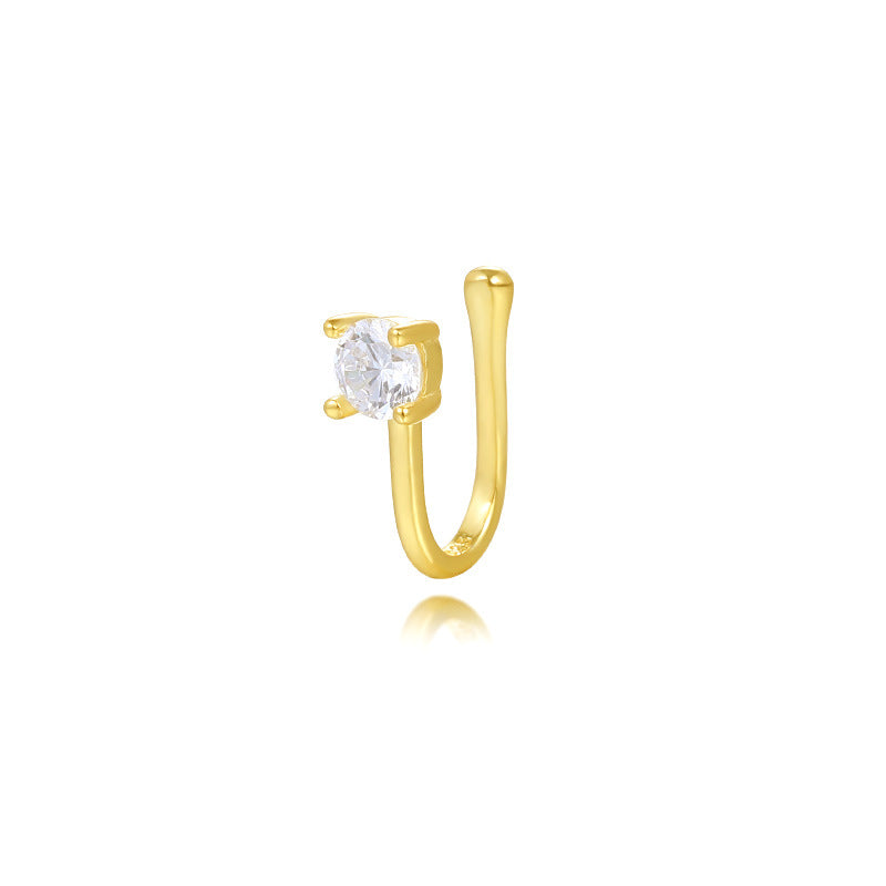 925 Sterling Silver Zircon U-Shaped Ear Cuff (Single unit)