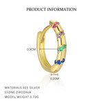 S925 Sterling Silver Colorful Zircon Huggie Earrings(Single unit)