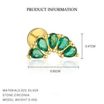 S925 Sterling Silver Stud Earrings with Green Zirconia(Single unit)