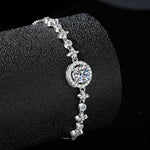 S925 Sterling Silver Moissanite "Star and Moon" Bracelet (Round Bezel Setting)