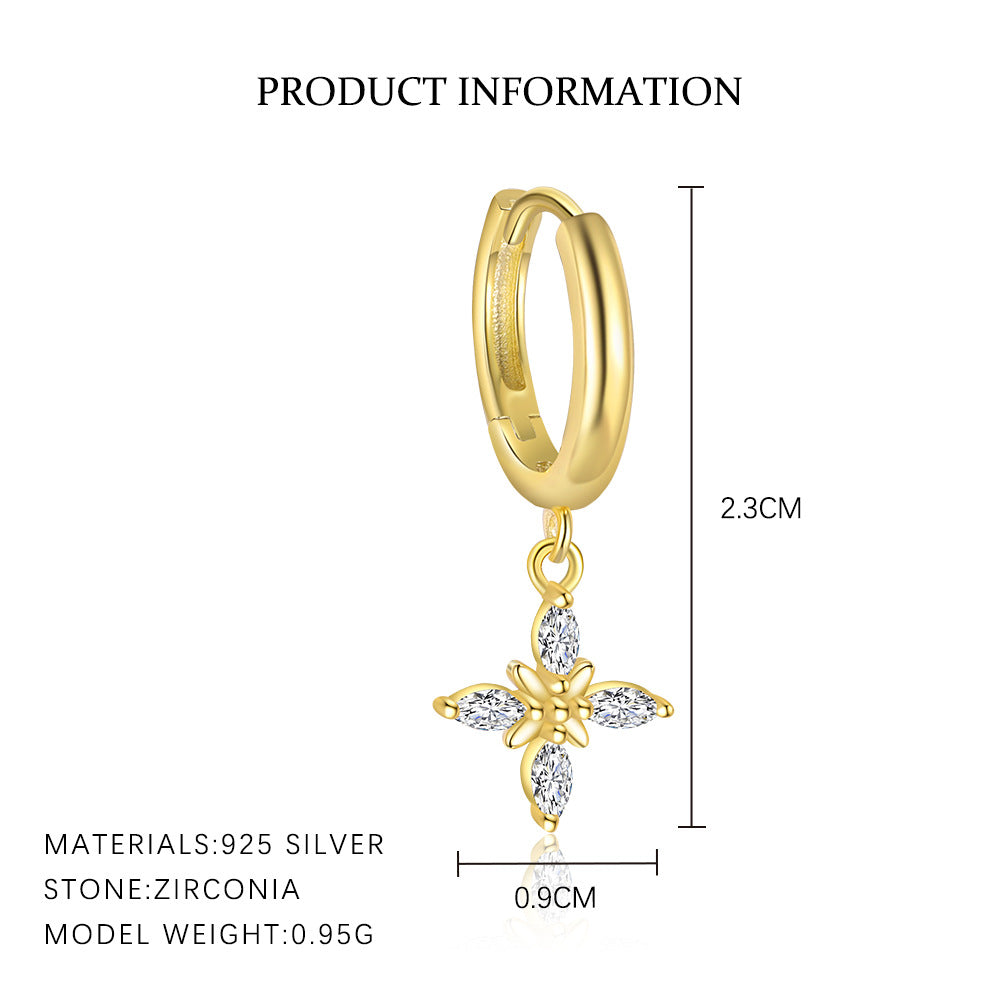 S925 sterling silver stud earrings set with zircon(A pair)