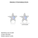 S925 Sterling Silver Opal Star Stud Earrings