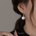 S999 Pure Silver Pearl Drop Earrings with Zirconia