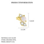 S925 Sterling Silver Opal and Zircon Stud Earrings(Single unit)
