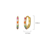 S925 Sterling Silver Round Earrings with Colorful Cubic Zirconia