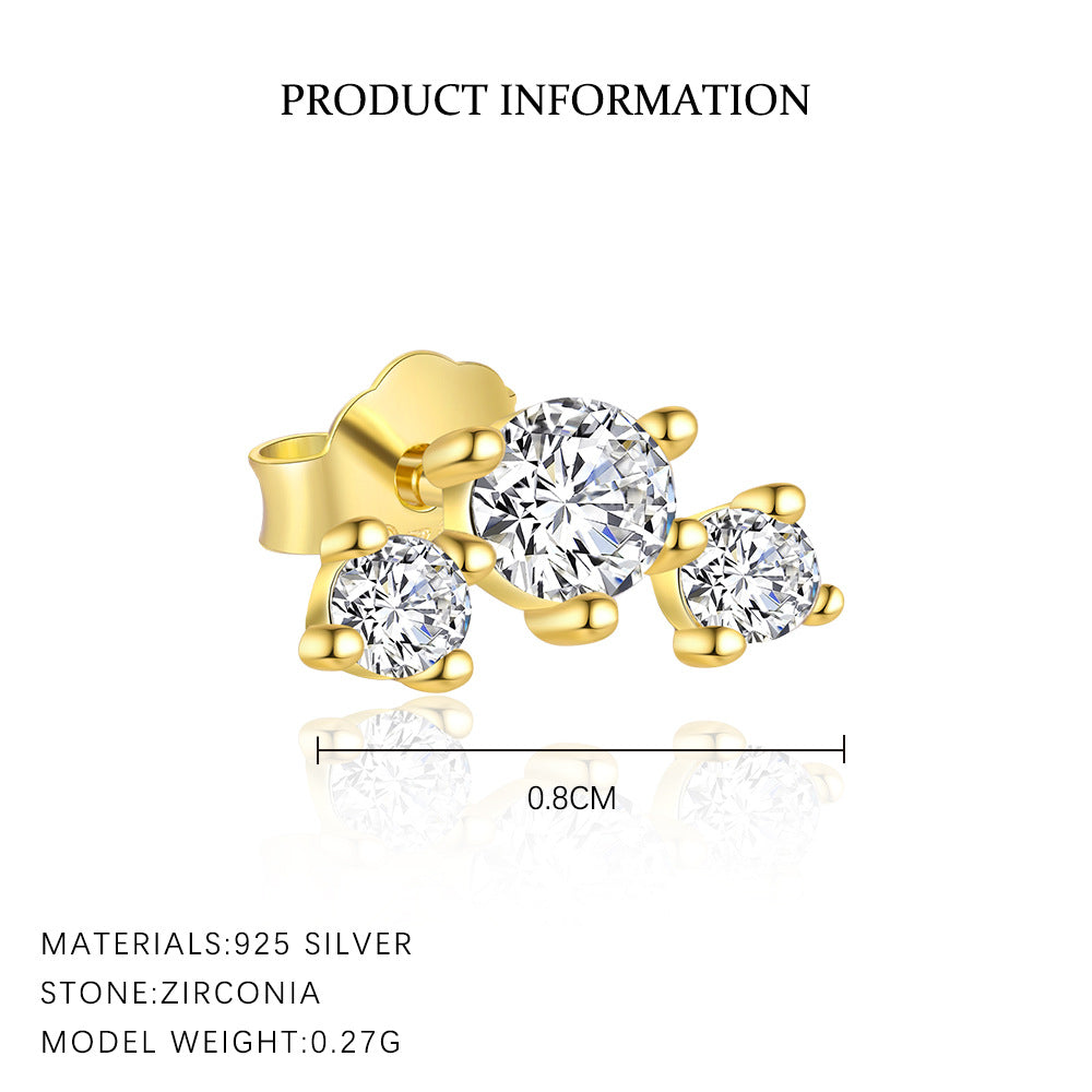 S925 Sterling Silver Zircon Stud Earrings(Single unit)