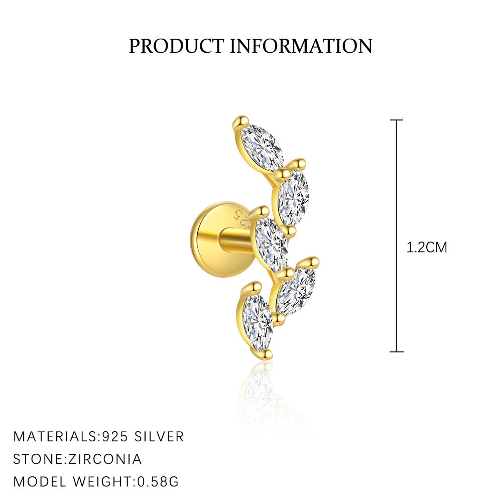 S925 Sterling Silver Stud Earrings with Sparkling Zirconia(Single unit)