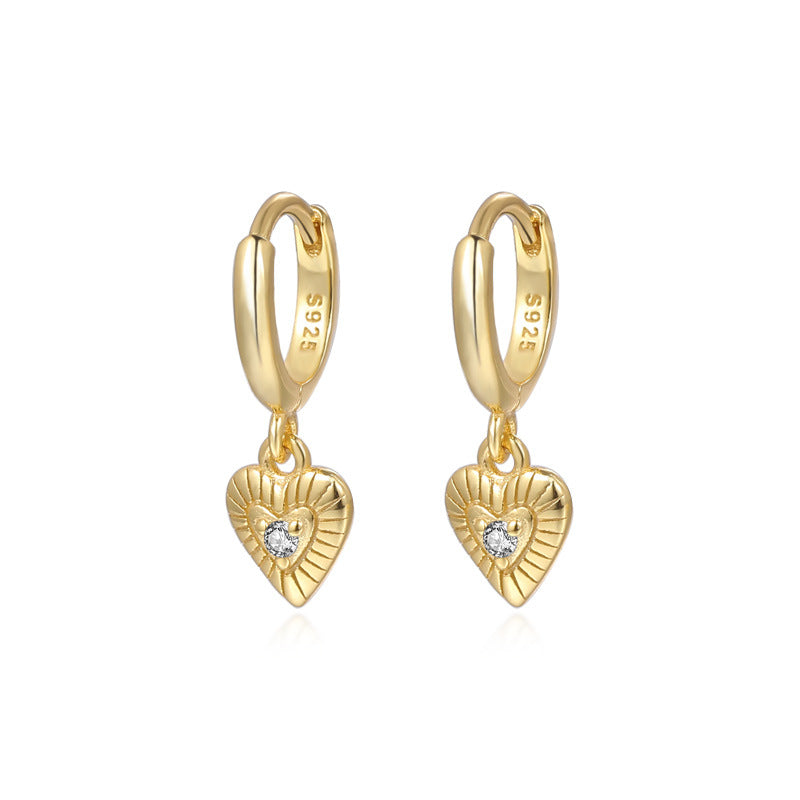 S925 Sterling Silver Heart-Shaped Zircon Earrings