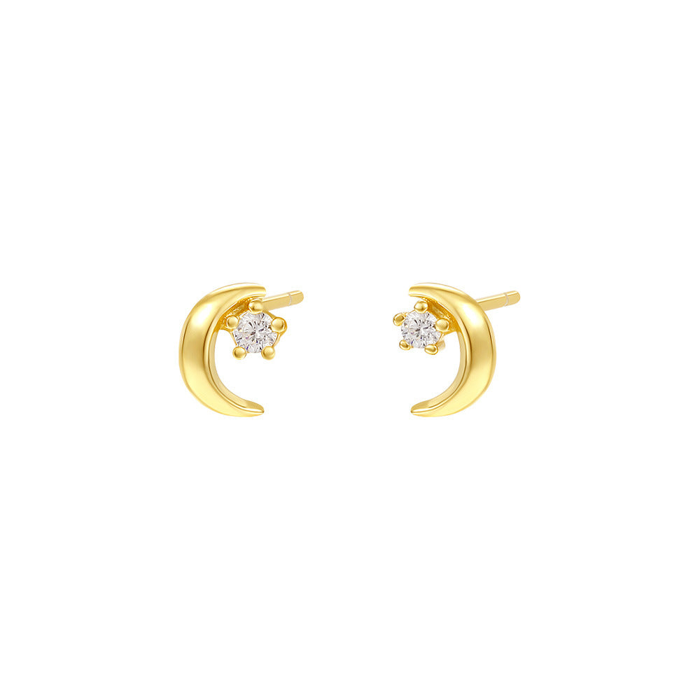 S925 Sterling Silver Star Stud Earrings with Zirconia