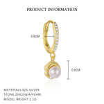 S925 Sterling Silver Geometric Zircon Earrings with Pearls(Single unit)