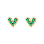S925 Sterling Silver Heart Stud Earrings with Colorful Zirconia
