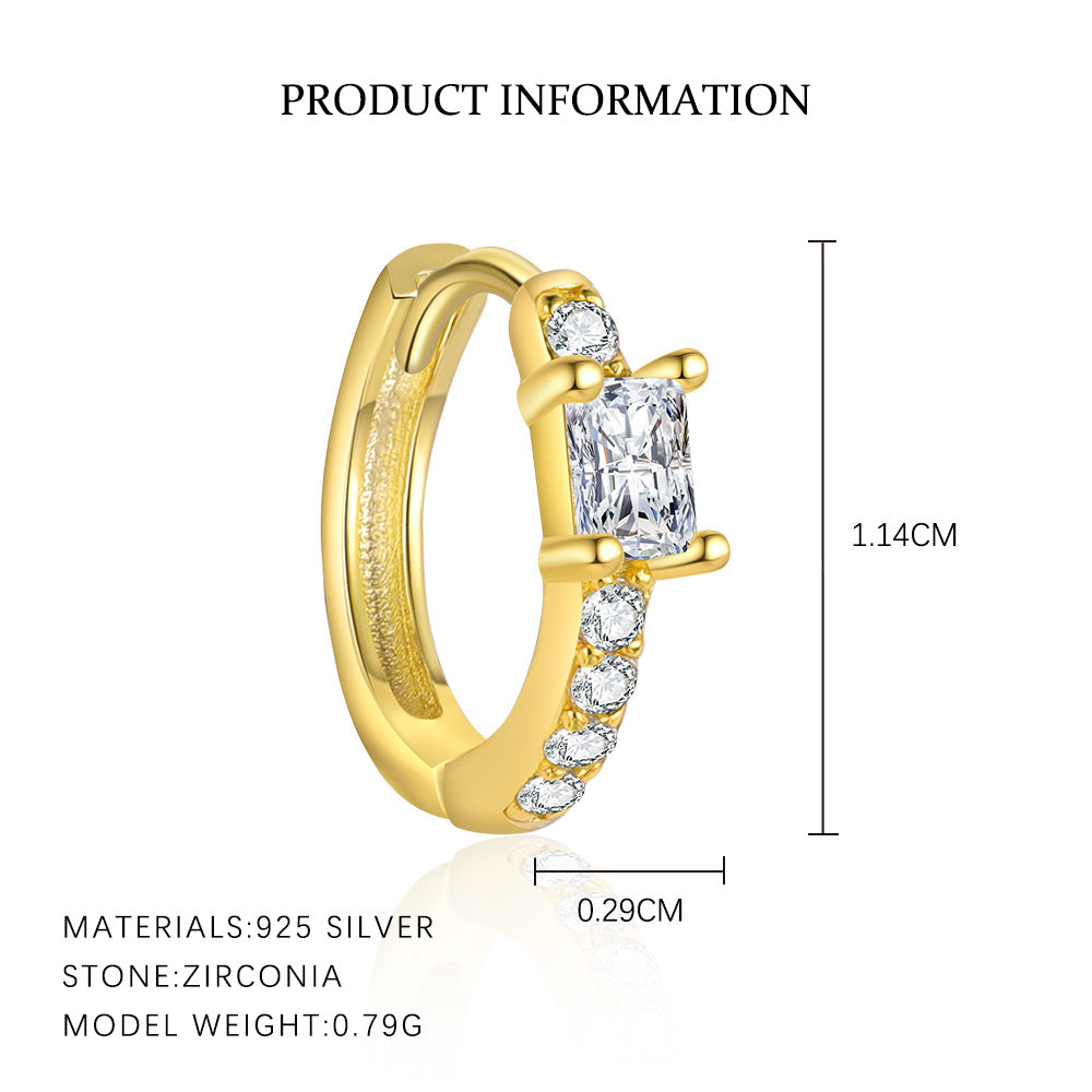 S925 Sterling Silver Square Zircon Earrings(Single unit)