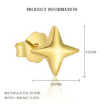 S925 Sterling Silver Star Stud Earrings with Zirconia(A pair)