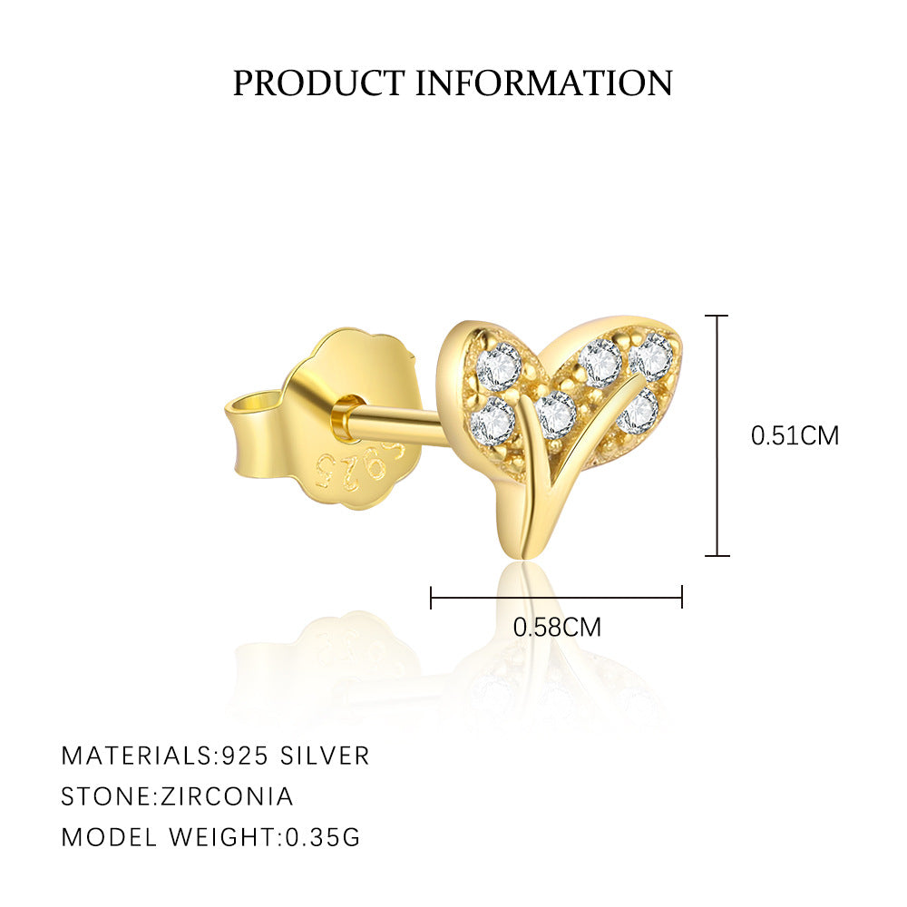 S925 sterling silver stud earrings with cubic zirconia(Single unit)
