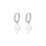 925 Sterling Silver Pearl and Zircon Earrings
