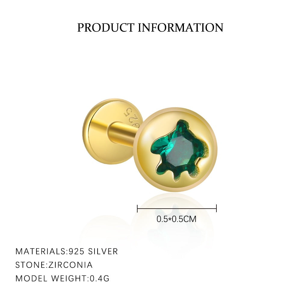 S925 Sterling Silver Round Zircon Stud Earrings(Single unit)