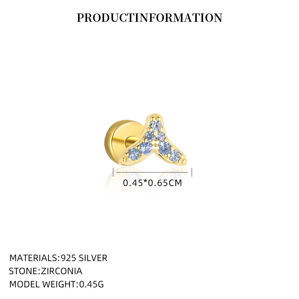 S925 Sterling Silver Zircon Stud Earrings(Single unit)