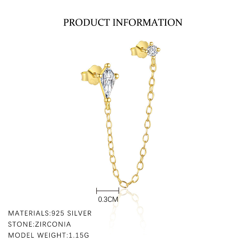 S925 Sterling Silver Heart-Shaped Stud Earrings with Zirconia