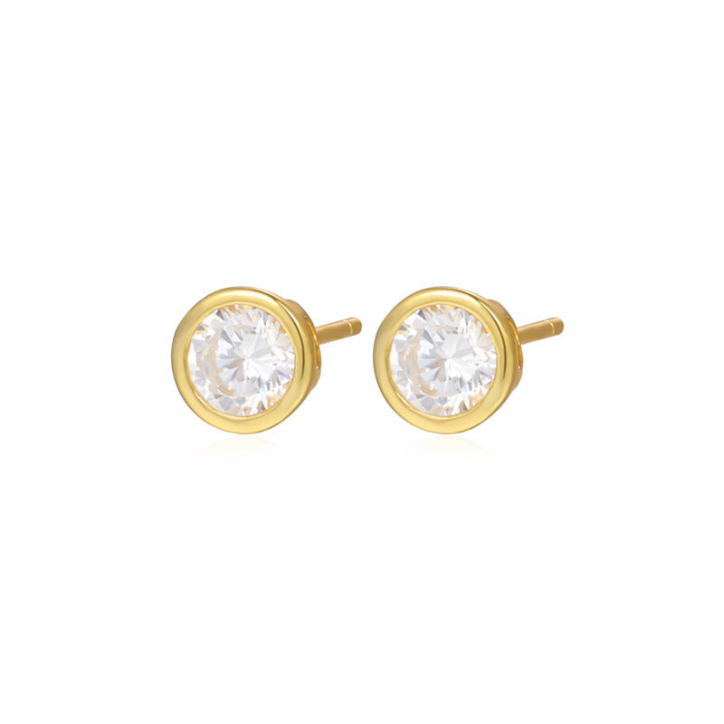 S925 sterling silver small stud earrings with zircon