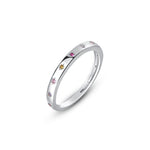 S925 Sterling Silver Plain Band Ring with Colorful Zirconia