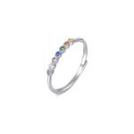 S925 Sterling Silver Rainbow Zircon Ring