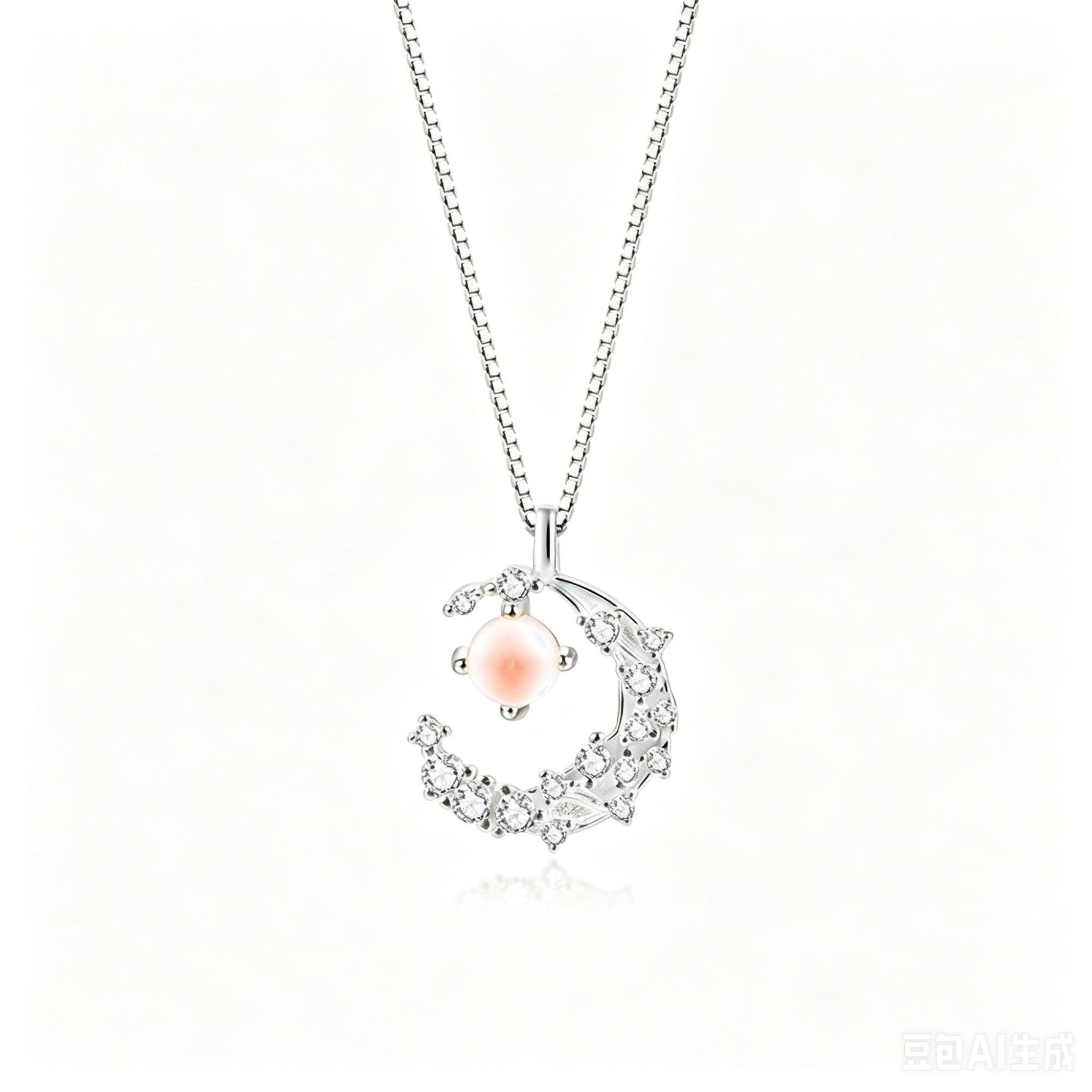 S925 Sterling Silver Moonstone and Zircon Collarbone Necklace