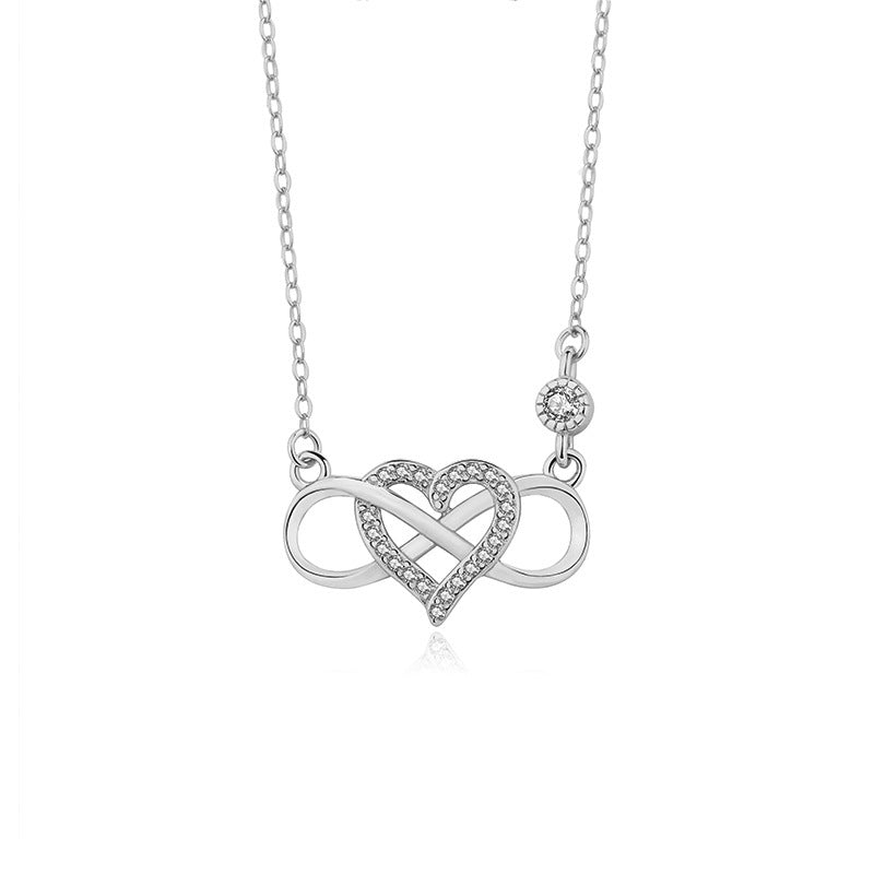 S925 Sterling Silver Zircon Figure-8 Necklace