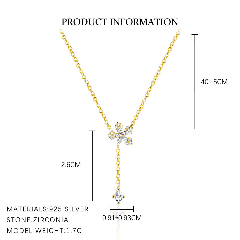 S925 Sterling Silver Sparkling Zircon Necklace