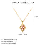 S925 Sterling Silver Cubic Zirconia Square Pendant Necklace