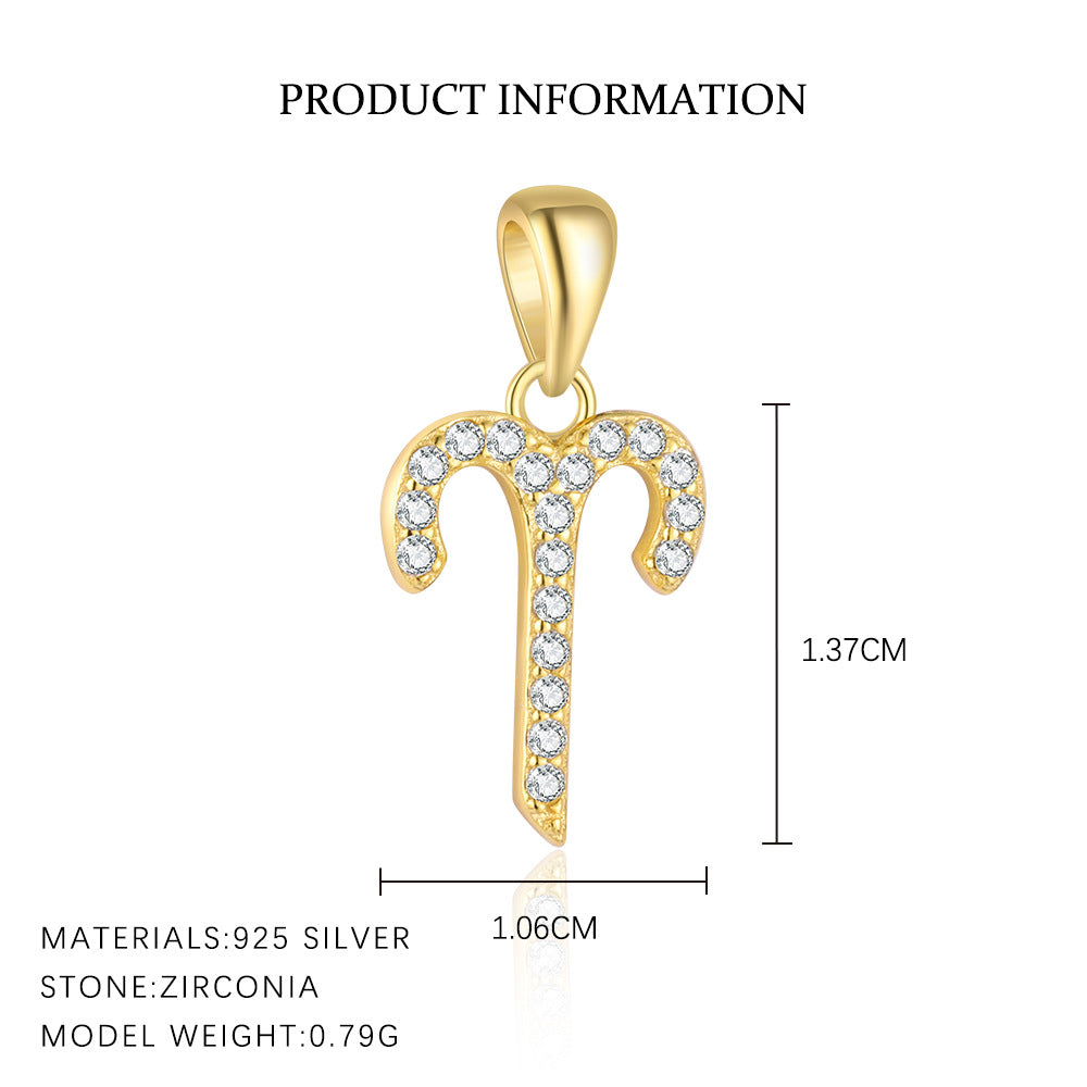 S925 Sterling Silver Zircon Zodiac Pendant