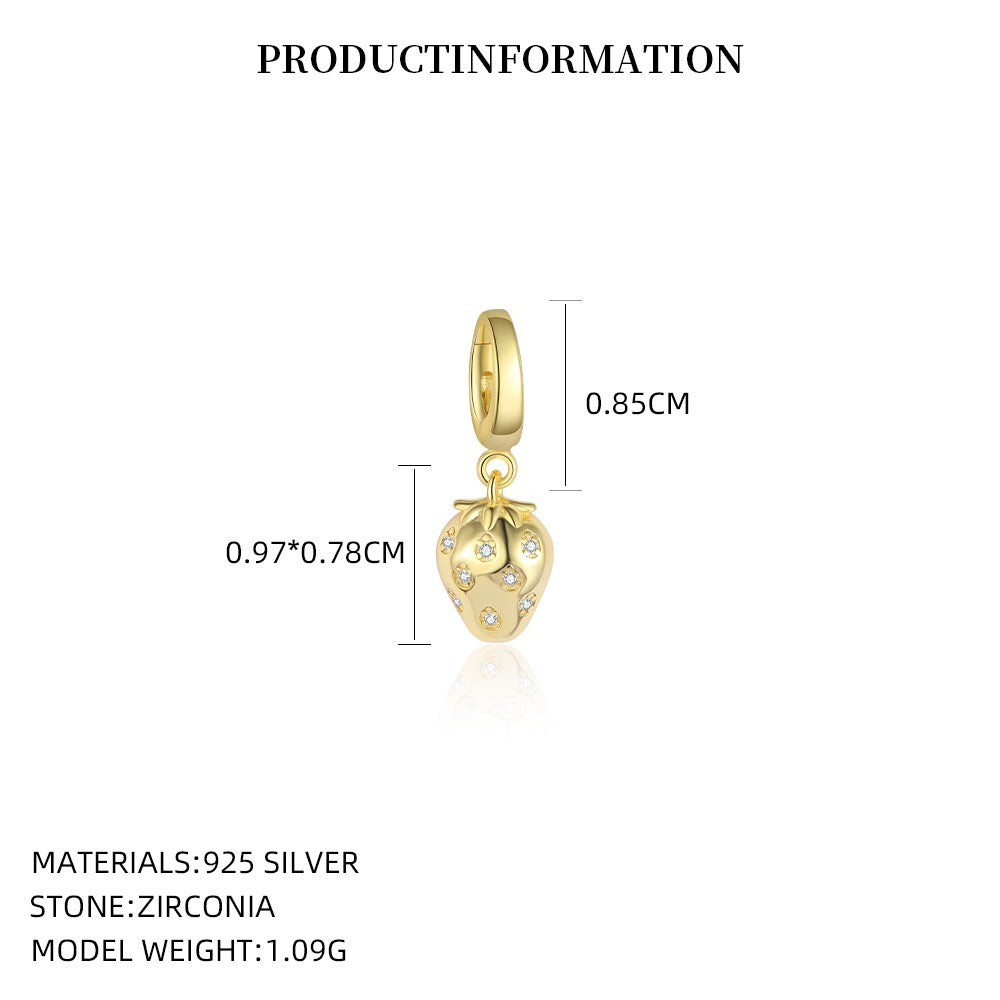 S925 Sterling Silver and Zircon Fruit Pendant