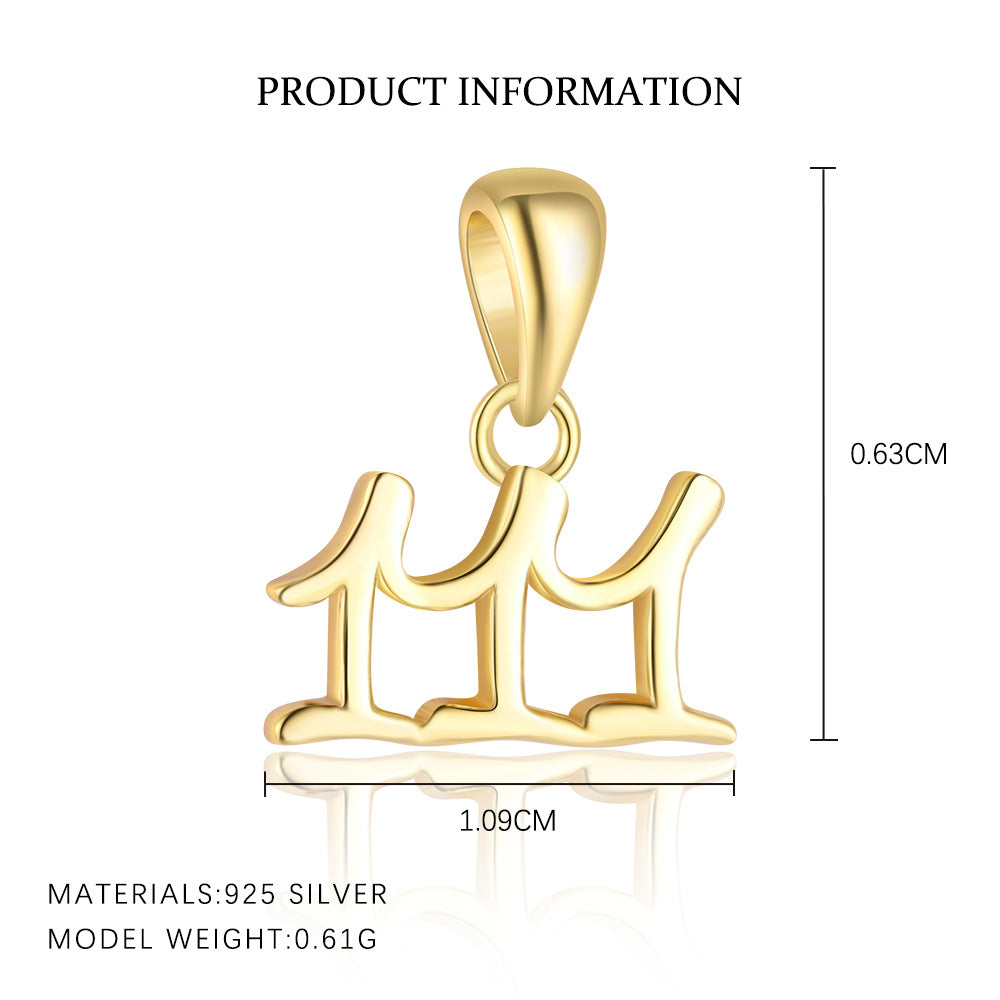 S925 Sterling Silver Number Pendant