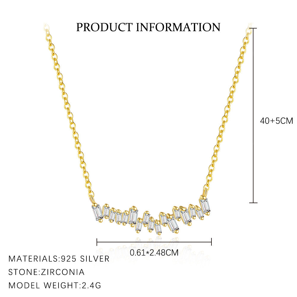 S925 Sterling Silver Necklace with Micro-set Sparkling Zirconia