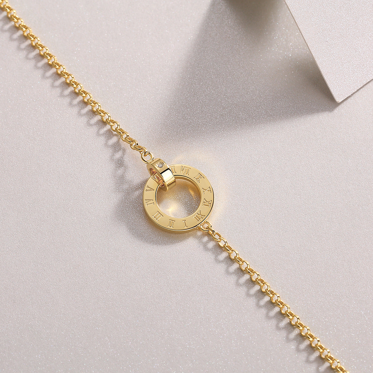 Gold-tone 925 silver moissanite bracelet