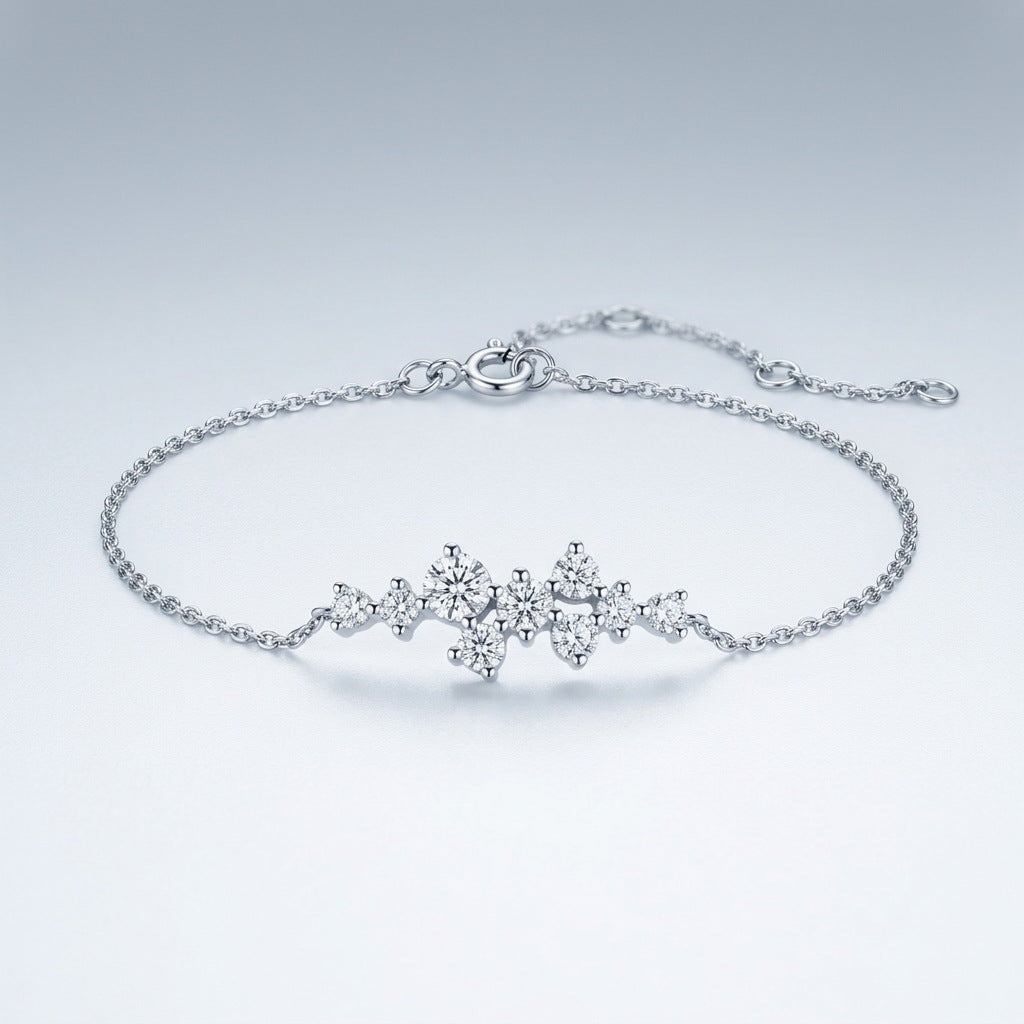 S925 Silver Moissanite Row Bracelet