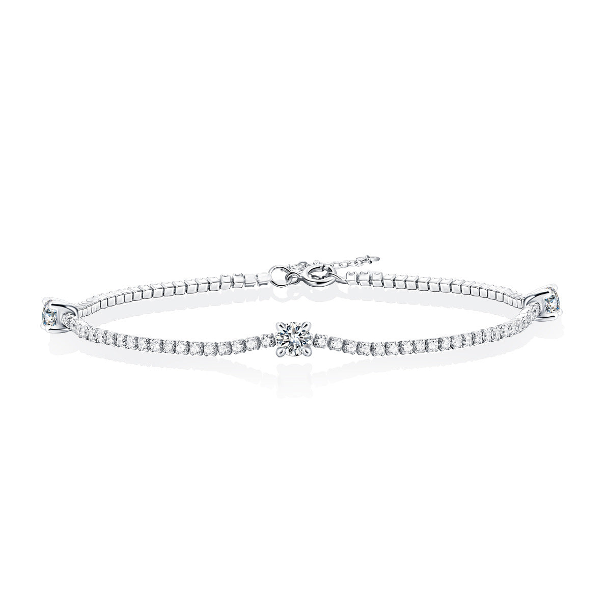 S925 Silver Square Moissanite Bracelet