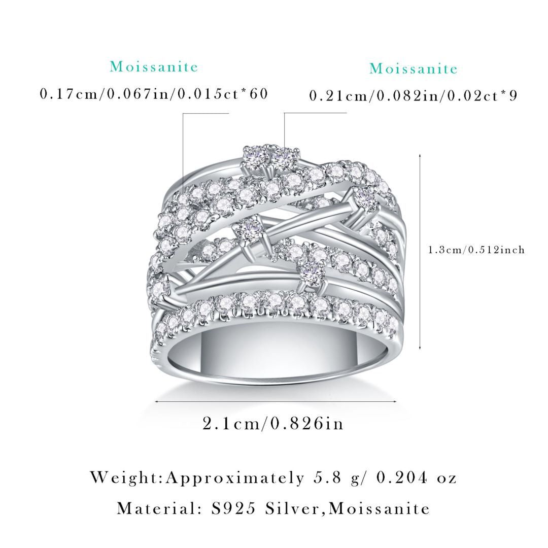 S925 Silver Oversized Moissanite Ring