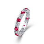 S925 Sterling Silver Ring with Green, Blue, and Red Gemstones and Moissanite