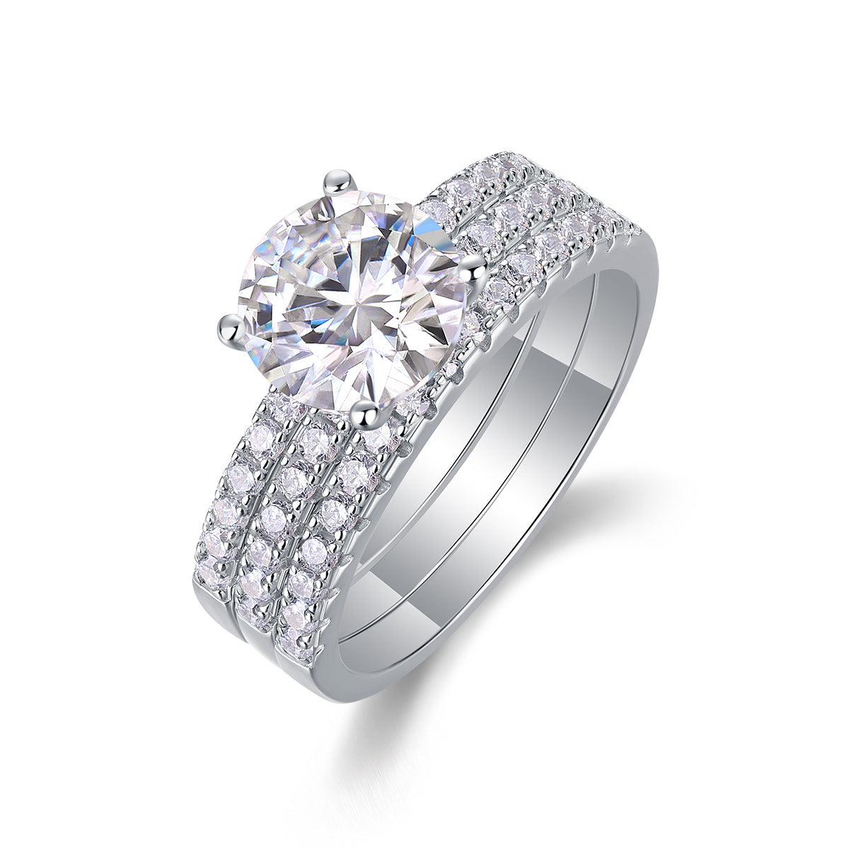 S925 Silver Moissanite Dual-Use Stackable Ring