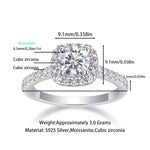 S925 Silver "Square Sugar" Moissanite Ring