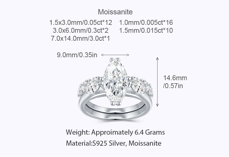 S925 Silver Stackable Moissanite Ring