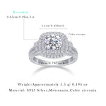 S925 Silver Moissanite Ring with Elaborate Setting
